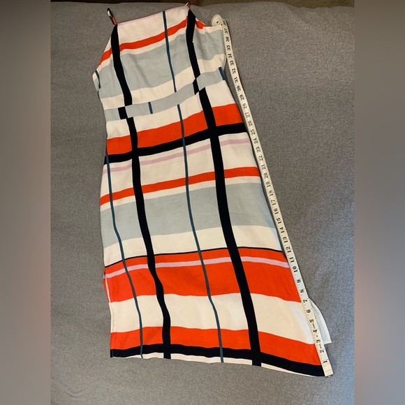 Ann Taylor Size 12 Picnic Striped Lined Spaghetti Strap Linen Dress - Picture 7 of 10